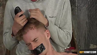 Sebastian is be suited to get his head shaved and face fucked