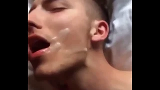 Twink eating cum&period;
